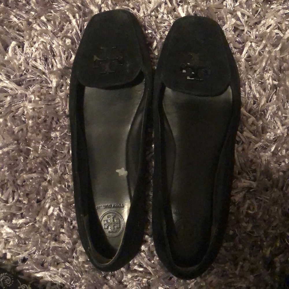 Black Tory Burch fitz loafers in suede
